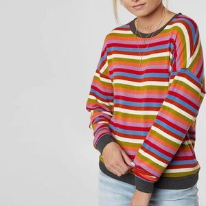 BKE Vibrant Striped Crew Neck Sweater